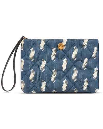 Etro Pochette matelassée en jacquard - Bleu