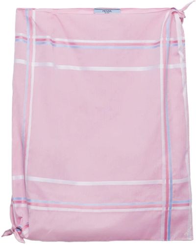 Prada Checked Cotton Miniskirt - Pink