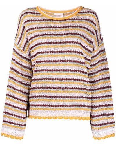 See By Chloé Striped Knitted Jumper - Yellow