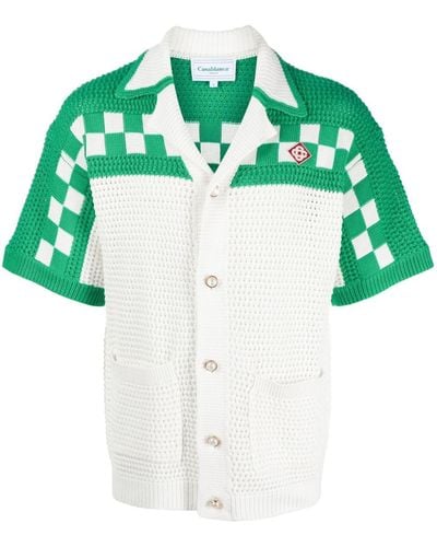 Casablancabrand Checked Crochet-knit Shirt - Green