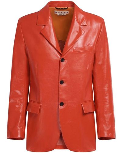 Marni Polished-finish Leather Jacket - Red