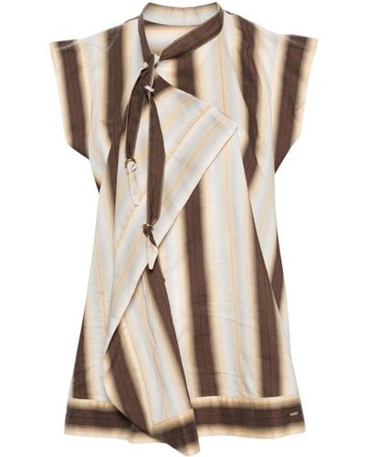 Lemaire Striped Draped Sleeveless Blouse - Natural