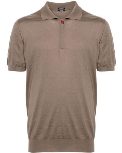 Kiton Zip-up Cotton Polo Shirt - Brown