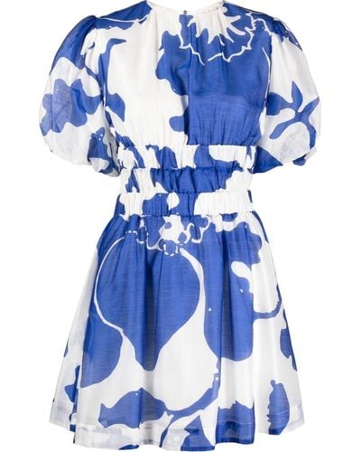 Sir. The Label Mini-jurk Met Abstracte Print - Blauw