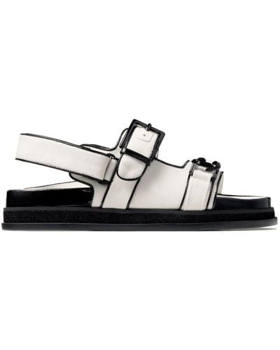 Jimmy Choo Elyn Flat Linen And Leather Sandals - White