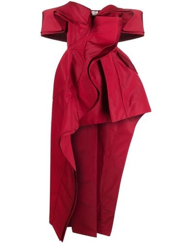 Alexander McQueen Off-shoulder Mini-jurk - Rood