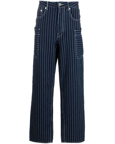 KENZO Straight-leg Striped Cargo Jeans - Blue