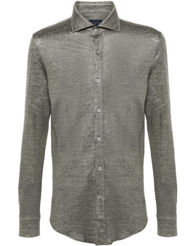 Paul & Shark Spread-collar Linen Shirt - Grey