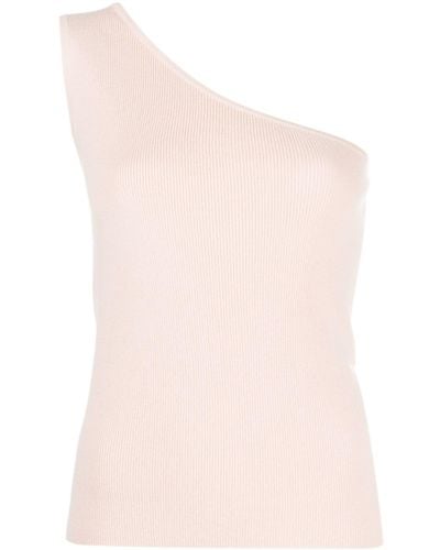 Max Mara One-shoulder Ribbed-knit Top - Pink