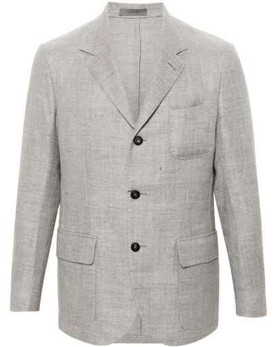 Corneliani Stand-up Collar Single-breasted Blazer - Gray