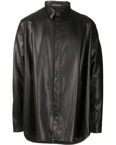 Julius Faux-leather Long-sleeve Shirt - Black