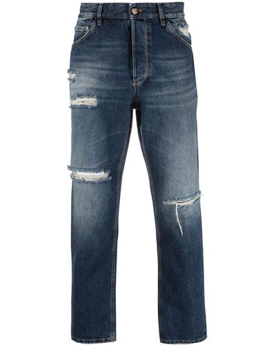 PT Torino Ripped Cropped Denim Jeans - Blue