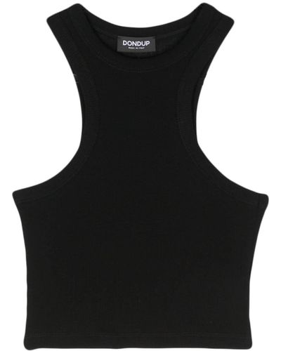 Dondup Fine-ribbed Cropped Tank Top - Black