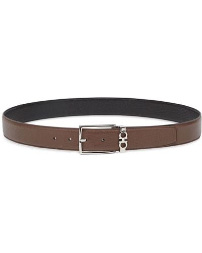 Ferragamo Gancini-plaque Leather Belt - Brown