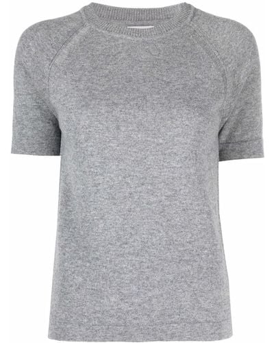 Barrie Short-sleeved Cashmere Top - Gray