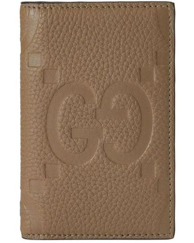 Gucci Jumbo GG Leather Card Holder - Natural
