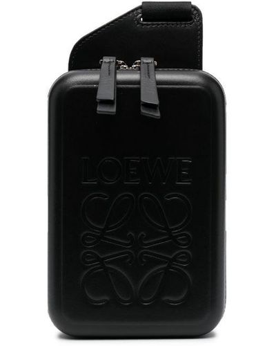 Loewe Logo-embossed Leather Belt Bag - Black