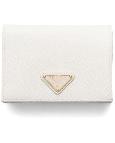 Prada Triangle-logo leather wallet - Weiß