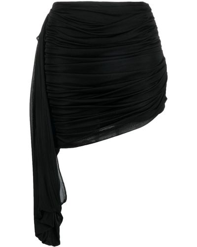 ANDREADAMO Ruched Asymmetric Bodycon Skirt - Black