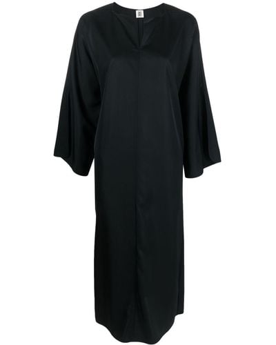 By Malene Birger Robe mi-longue tissée à col fendu - Noir