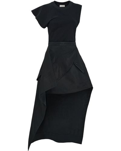 Alexander McQueen Asymmetric Midi Dress - Black
