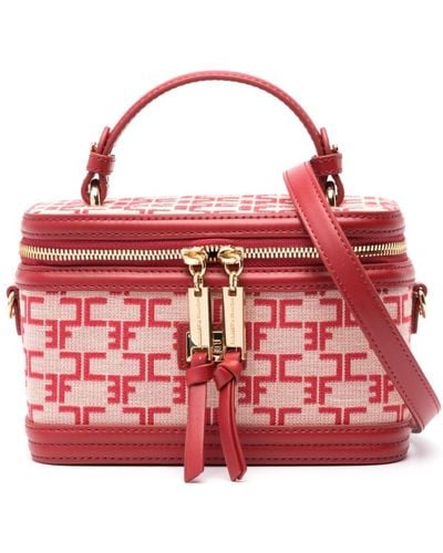 Elisabetta Franchi Monogram Travel Make Up Bag - Red