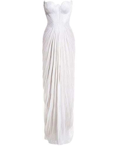 Maria Lucia Hohan Strapeless Pleated Gown - White