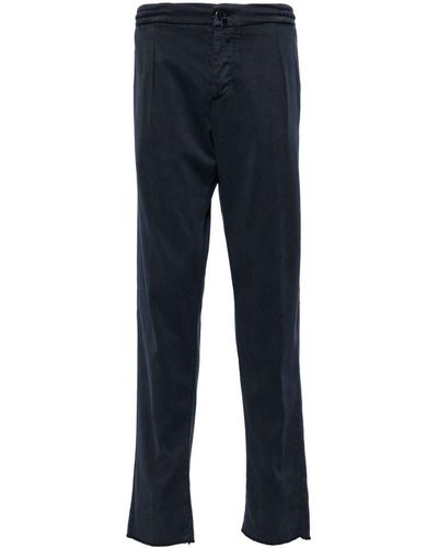 Kiton Pleated Tapered-leg Trousers - Blue