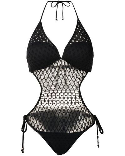 Amir Slama Cut-out Mesh Swimsuit - Black