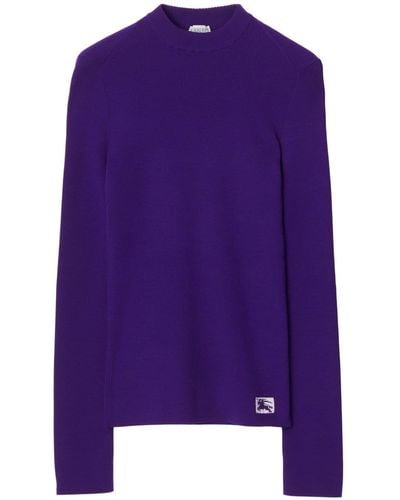 Burberry Ekd Ribbed-knit Jumper - Purple