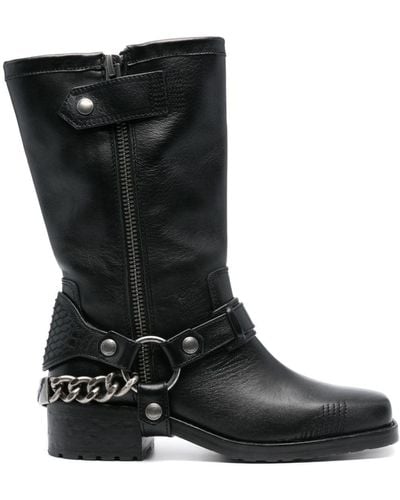 Zadig & Voltaire Igata Leather Biker Boots - Black