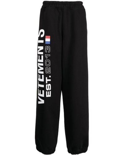 Vetements Flag-logo Print Track Pants - Black