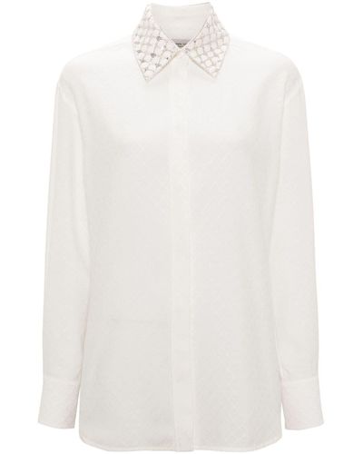 Golden Goose Embellished-collar Patterned-jacquard Shirt - White