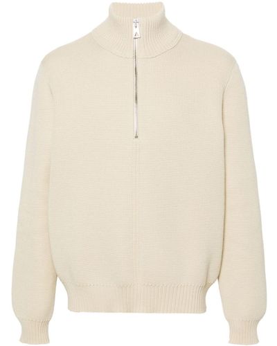 Bottega Veneta Beige Half-zip Wool Sweater - White