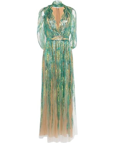 Elie Saab Sequin-embellished Tulle Gown - Green