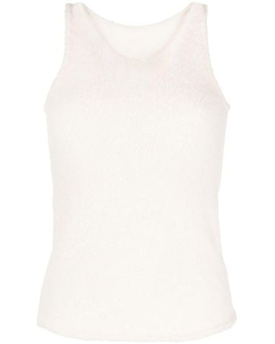 Low Classic Sleeveless Fleece Knitted Top - White