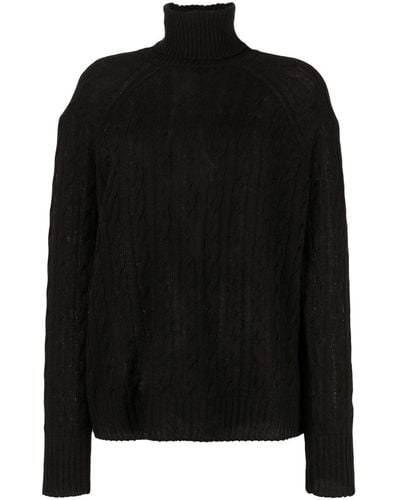 Etro Cable-knit Roll-neck Sweater - Black