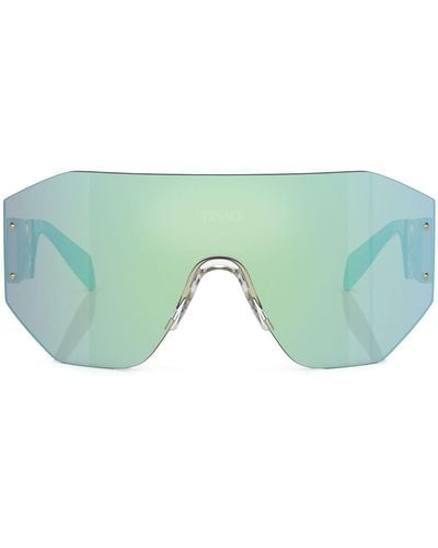 Versace Mirrored-lenses Shield-frame Sunglasses - Green