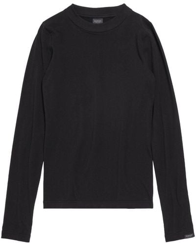 Balenciaga ロゴタブ ロングtシャツ - ブラック