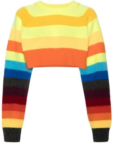 Christopher John Rogers Striped Cropped Sweater - Blue