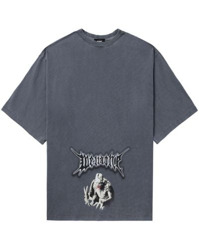 we11done T-Shirt mit Monster-Print - Blau
