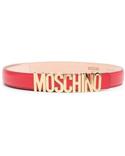 Moschino Ceinture en cuir à boucle logo - Rouge