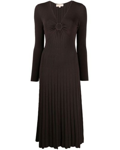 Michael Kors Ribbed-knit Midi Dress - Black