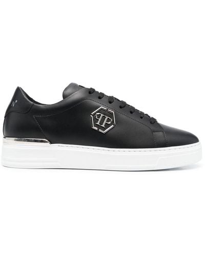 Philipp Plein Baskets Hexagon en cuir - Noir