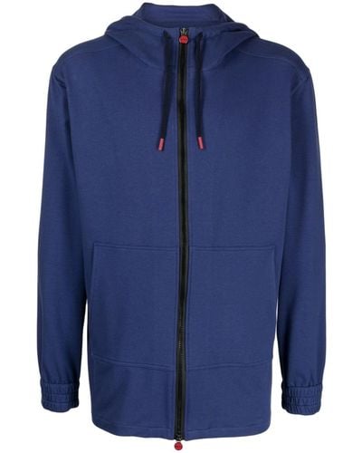 Kiton Drawstring Zipped Hooded Jacket - Blue