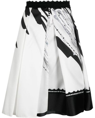 Gemy Maalouf Abstract-print High-waisted Skirt - White