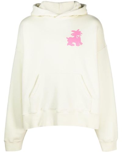 Palm Angels Printed Cotton Hoodie - White