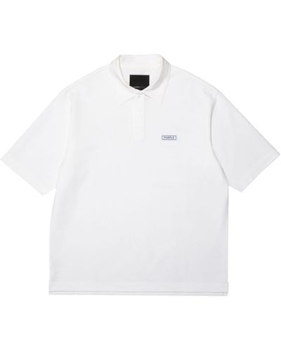 Purple Brand Logo-patch Piqué Polo Shirt - White