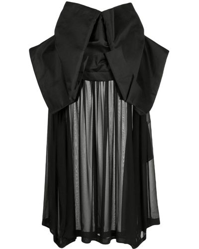 Comme des Garçons Folded-detailing Sheer-underlayer Dress - Black