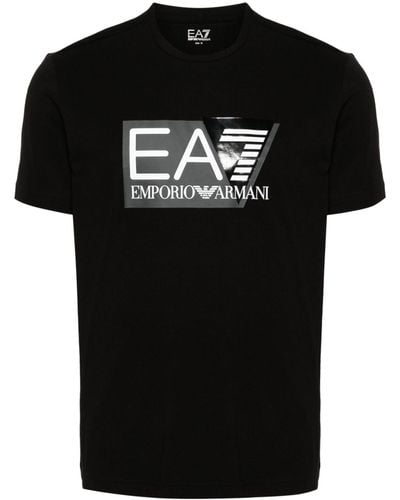 EA7 T-Shirt mit Logo-Print - Schwarz
